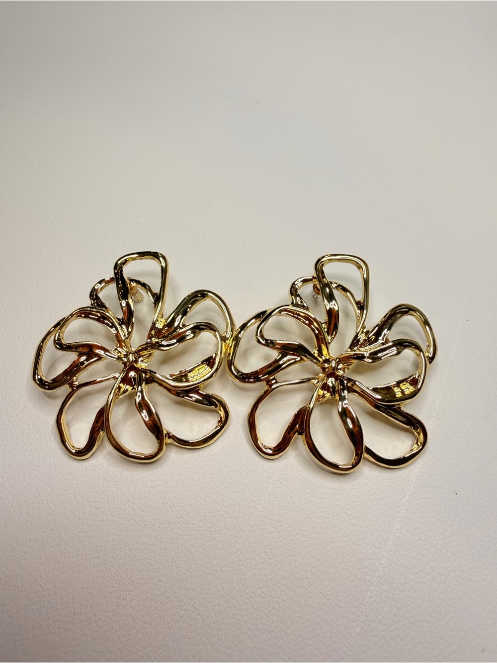 Gold Floral Openwork Statement Earrings - Picture 3 of 7